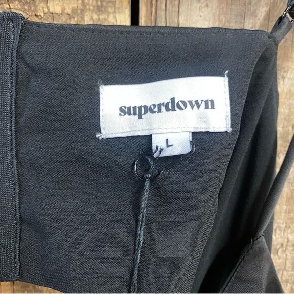 Superdown Stacie Black Cut Out maxi dress Slit Gown plunge Revolve NWT L - Picture 9 of 10